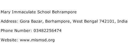 Mary Immaculate School Behrampore Address Contact Number