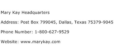 Mary Kay Headquarters Address Contact Number