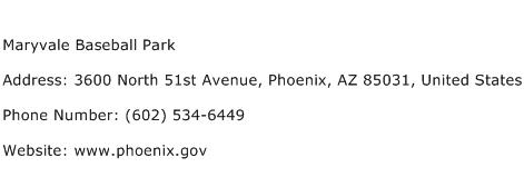 Maryvale Baseball Park Address Contact Number