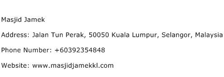 Masjid Jamek Address Contact Number