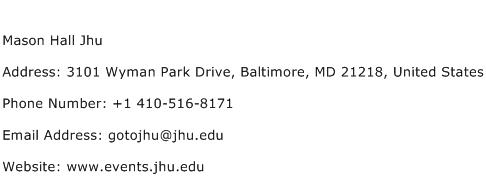 Mason Hall Jhu Address Contact Number