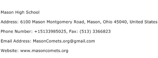 Mason High School Address Contact Number