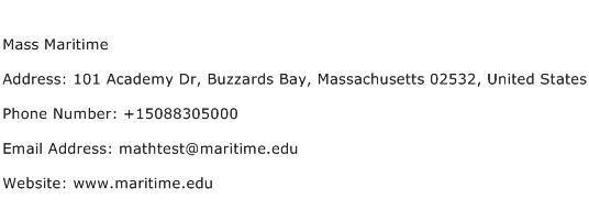 Mass Maritime Address Contact Number