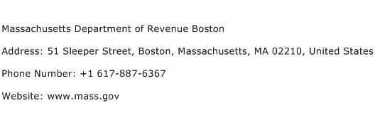 Massachusetts Department of Revenue Boston Address Contact Number