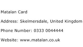 Matalan Card Address Contact Number