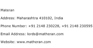 Materan Address Contact Number