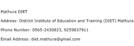 Mathura DIET Address Contact Number