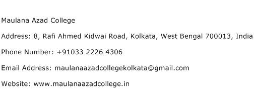Maulana Azad College Address Contact Number