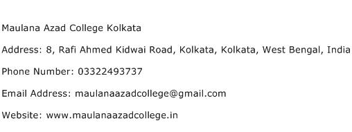 Maulana Azad College Kolkata Address Contact Number