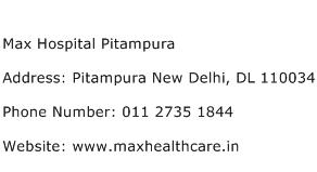 Max Hospital Pitampura Address Contact Number