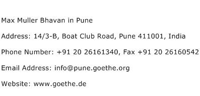 Max Muller Bhavan in Pune Address Contact Number