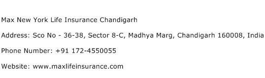 Max New York Life Insurance Chandigarh Address Contact Number