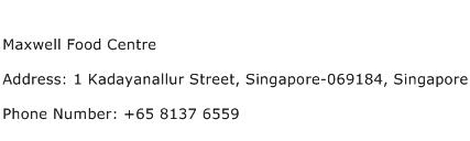 Maxwell Food Centre Address Contact Number