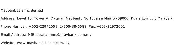 Maybank Islamic Berhad Address Contact Number Of Maybank Islamic Berhad