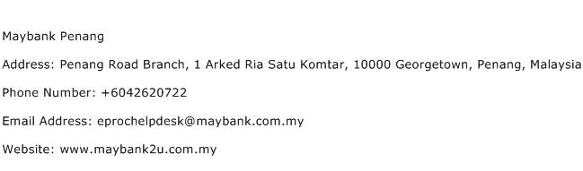 Maybank Penang Address Contact Number