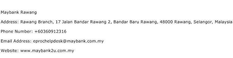 Maybank Rawang Address Contact Number