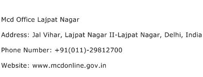 Mcd Office Lajpat Nagar Address Contact Number