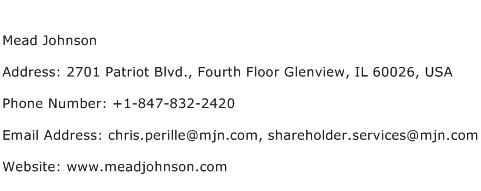 Mead Johnson Address Contact Number