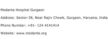 Medanta Hospital Gurgaon Address Contact Number