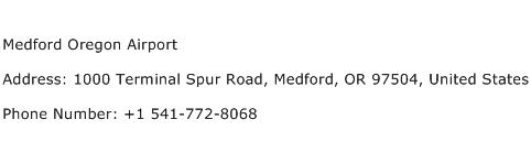 Medford Oregon Airport Address Contact Number