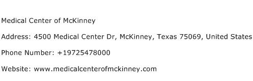 Medical Center of McKinney Address Contact Number