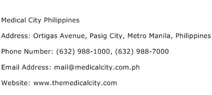 Medical City Philippines Address Contact Number