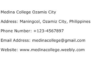 Medina College Ozamis City Address Contact Number