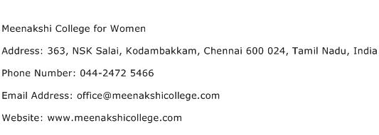Meenakshi College for Women Address Contact Number