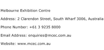 Melbourne Exhibition Centre Address Contact Number