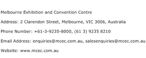Melbourne Exhibition and Convention Centre Address Contact Number