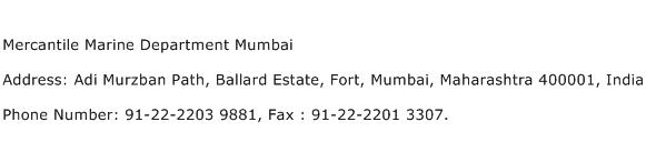 Mercantile Marine Department Mumbai Address Contact Number