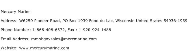 Mercury Marine Address Contact Number