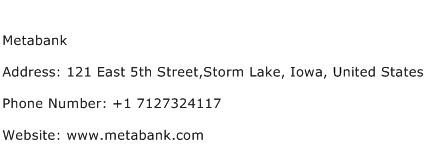 Metabank Address Contact Number