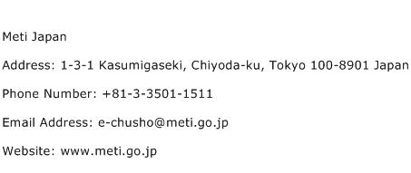 Meti Japan Address Contact Number