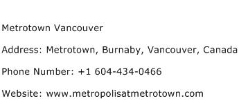 Metrotown Vancouver Address Contact Number