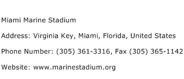 Miami Marine Stadium Address Contact Number