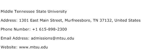 Middle Tennessee State University Address Contact Number