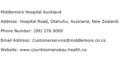 Middlemore Hospital Auckland Address Contact Number