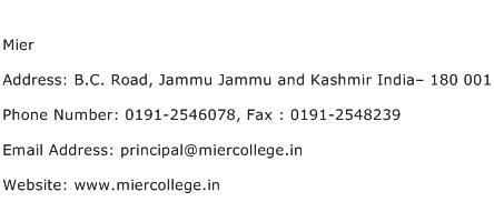 Mier Address Contact Number