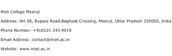 Miet College Meerut Address Contact Number