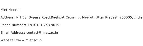 Miet Meerut Address Contact Number