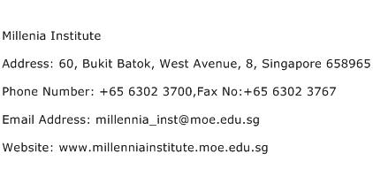 Millenia Institute Address Contact Number