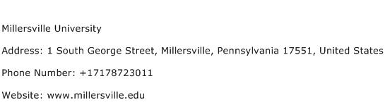 Millersville University Address Contact Number