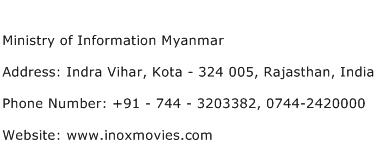Ministry of Information Myanmar Address Contact Number