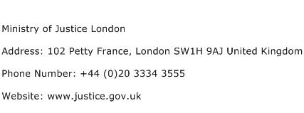 Ministry of Justice London Address Contact Number