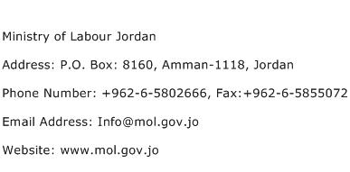Ministry of Labour Jordan Address Contact Number