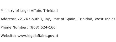 Ministry of Legal Affairs Trinidad Address Contact Number