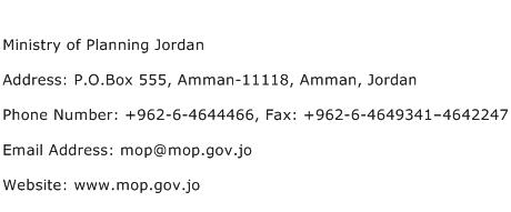 Ministry of Planning Jordan Address Contact Number