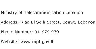 Ministry of Telecommunication Lebanon Address Contact Number