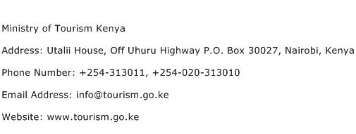 Ministry of Tourism Kenya Address Contact Number
